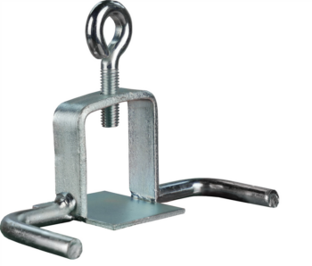 Schilderklemme, passend für Vierkantrohre 40 x 40mm und Rundrohre mit Durchmesser 42mm, mit Haken, VPE25
