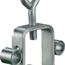 Schilderklemme, passend für Vierkantrohre 40 x40mm und Rundrohre mit Durchmesser 42mm, mit Ösen, VPE25