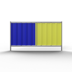Mobilzaun ,, Trapez 1,20m ", Blechbeschichtung-blau/gelb, 2,20m x 1,20m, VPE25